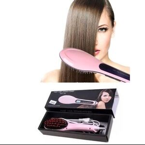 Straightening Magic Fast Hair Straightener Pink Bivolt Smoothing Brush